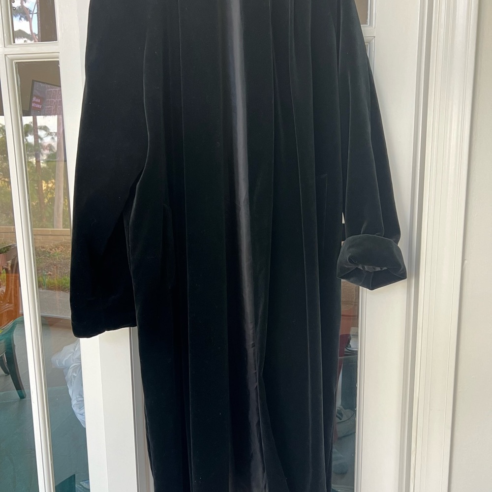 velvet coat, trench - long, VINTAGE , opera coat jacket duster sz M - Picture 9 of 9